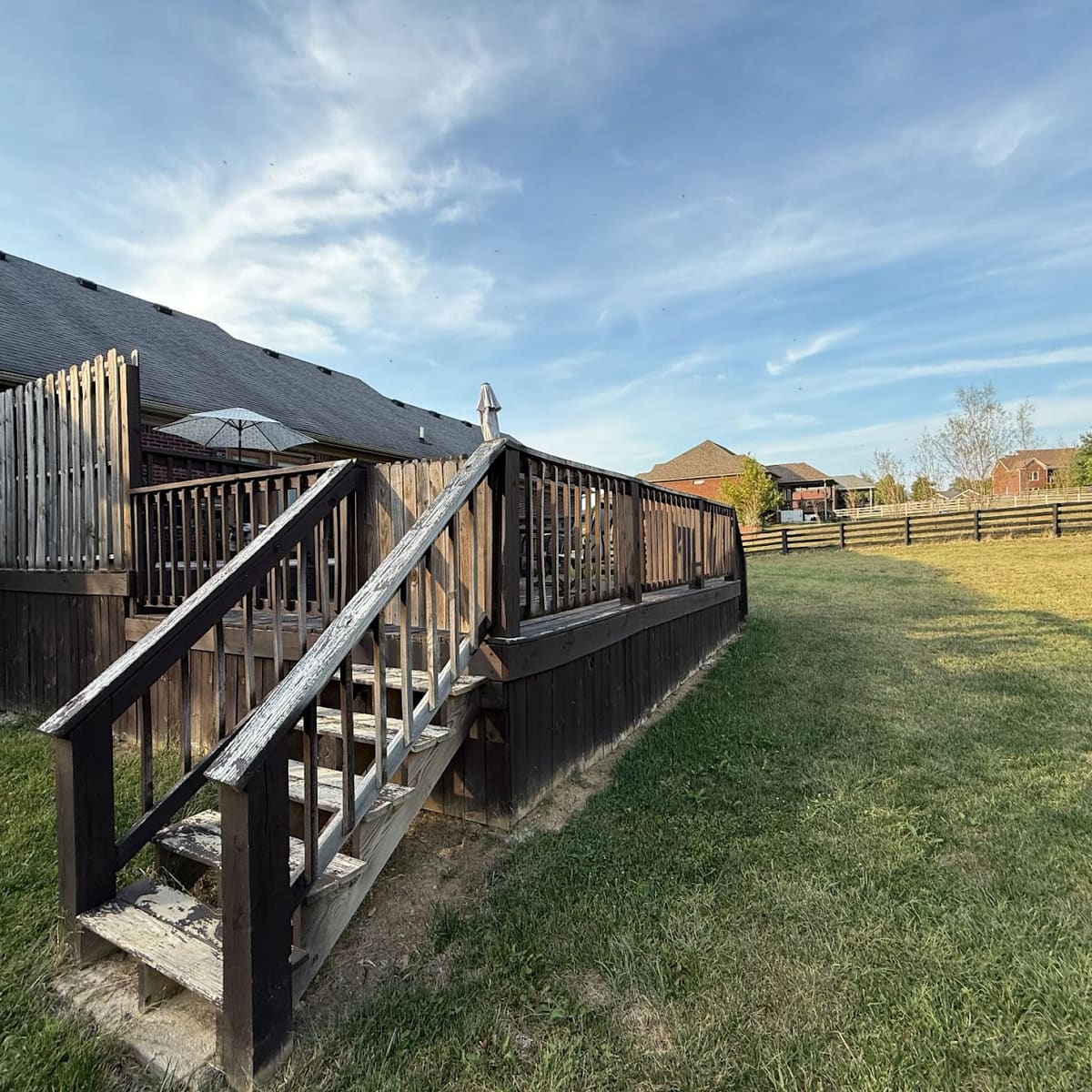 Deck staining & restoration — before
