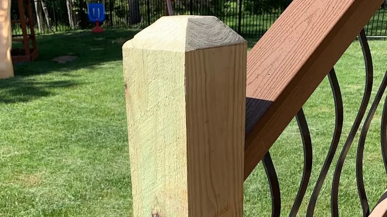Railing post repair — after