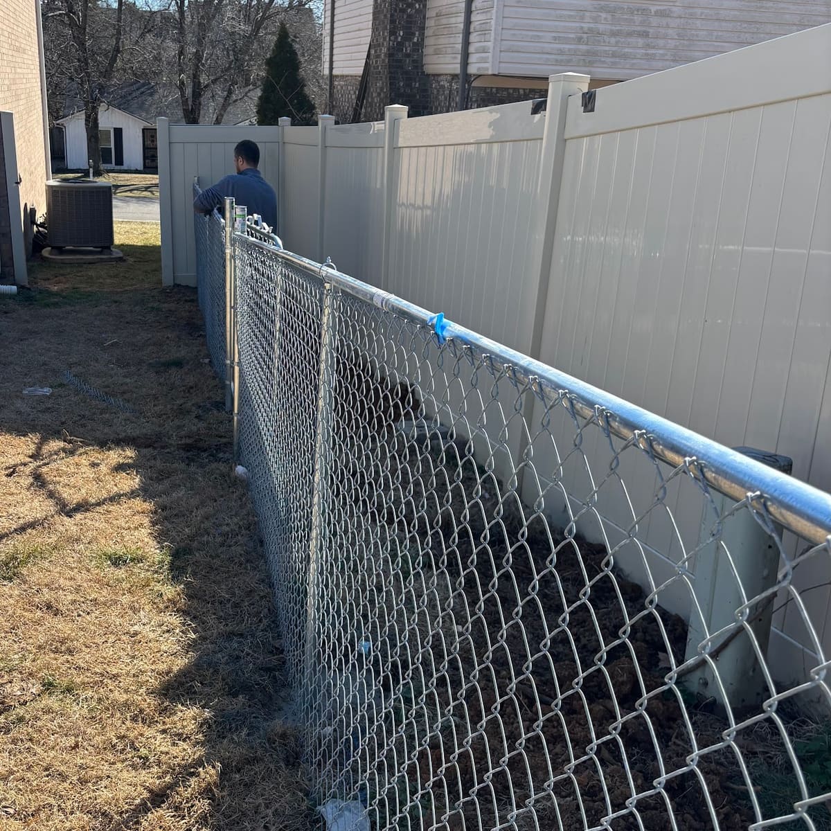 New chain link fence installation in Louisville